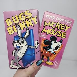 Disney Bugs Bunny and Mickey Mouse VHS Set - Pink and Blue